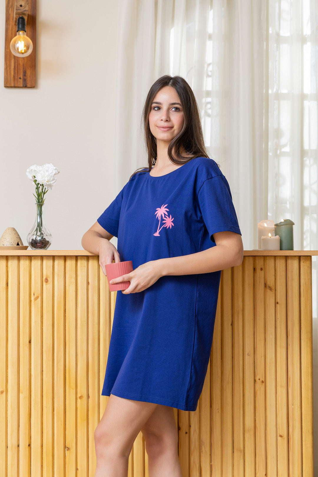 Navy Half sleeve Nightshirt