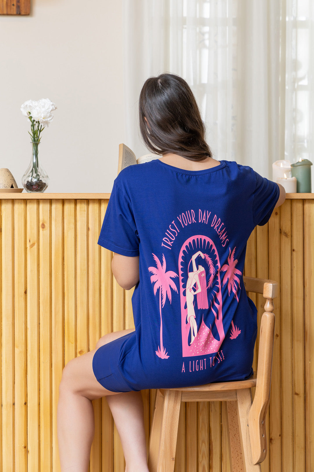 Navy Half sleeve Nightshirt