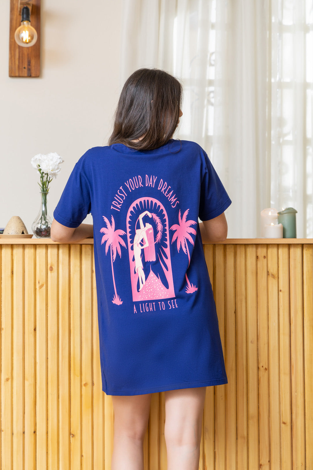 Navy Half sleeve Nightshirt