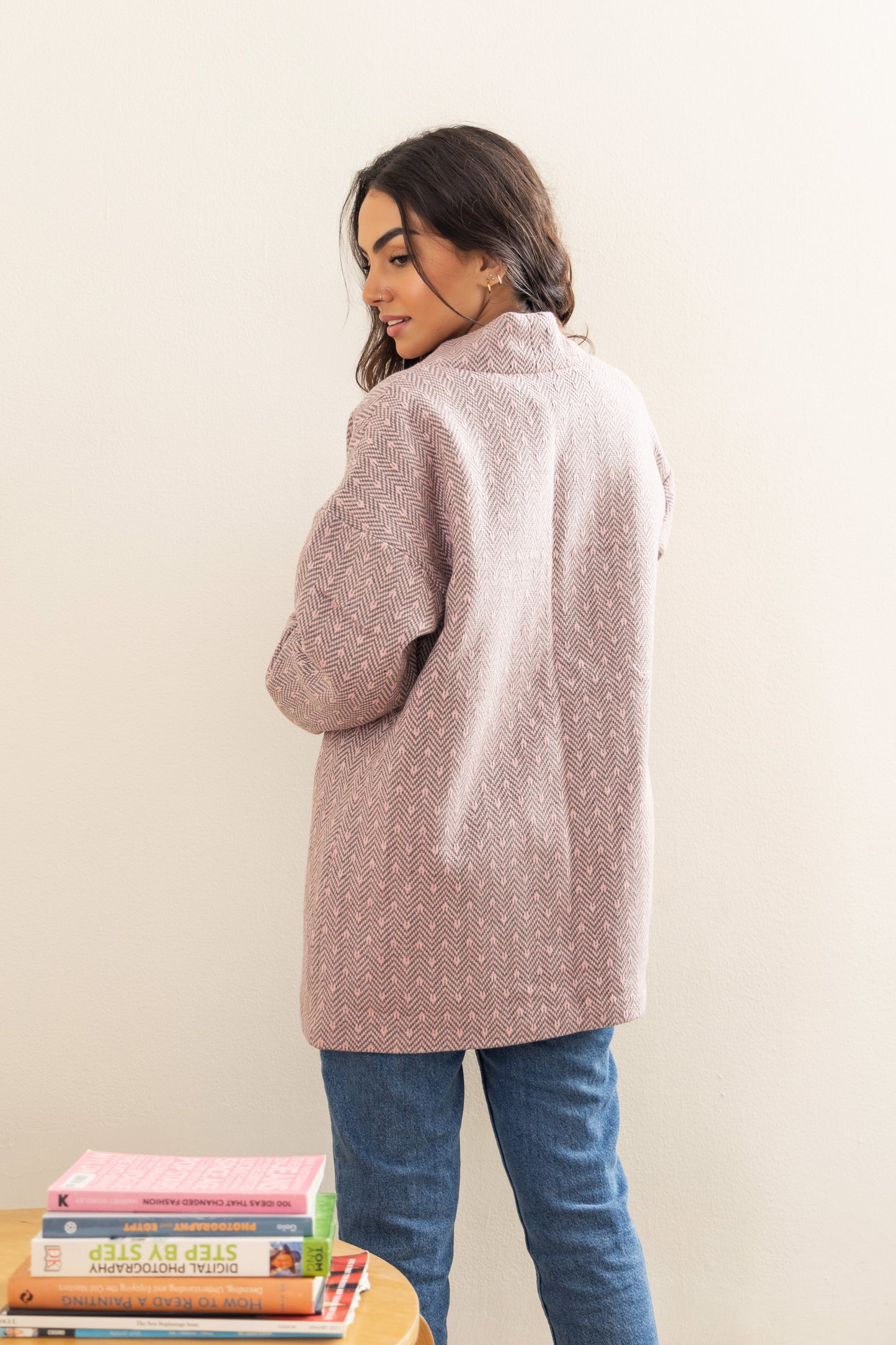 Wool Coat - Grey x Rose