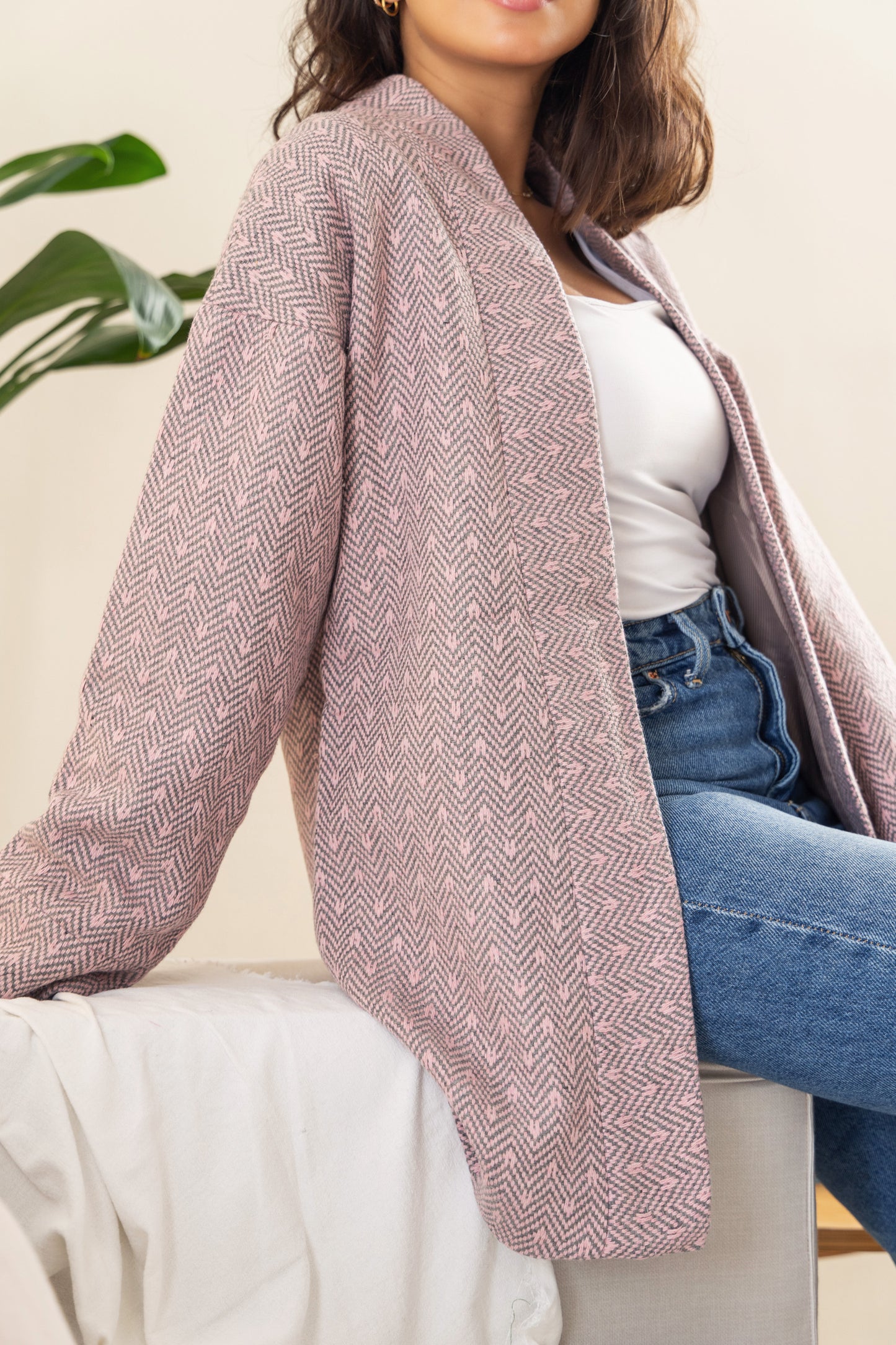 Wool Coat - Grey x Rose