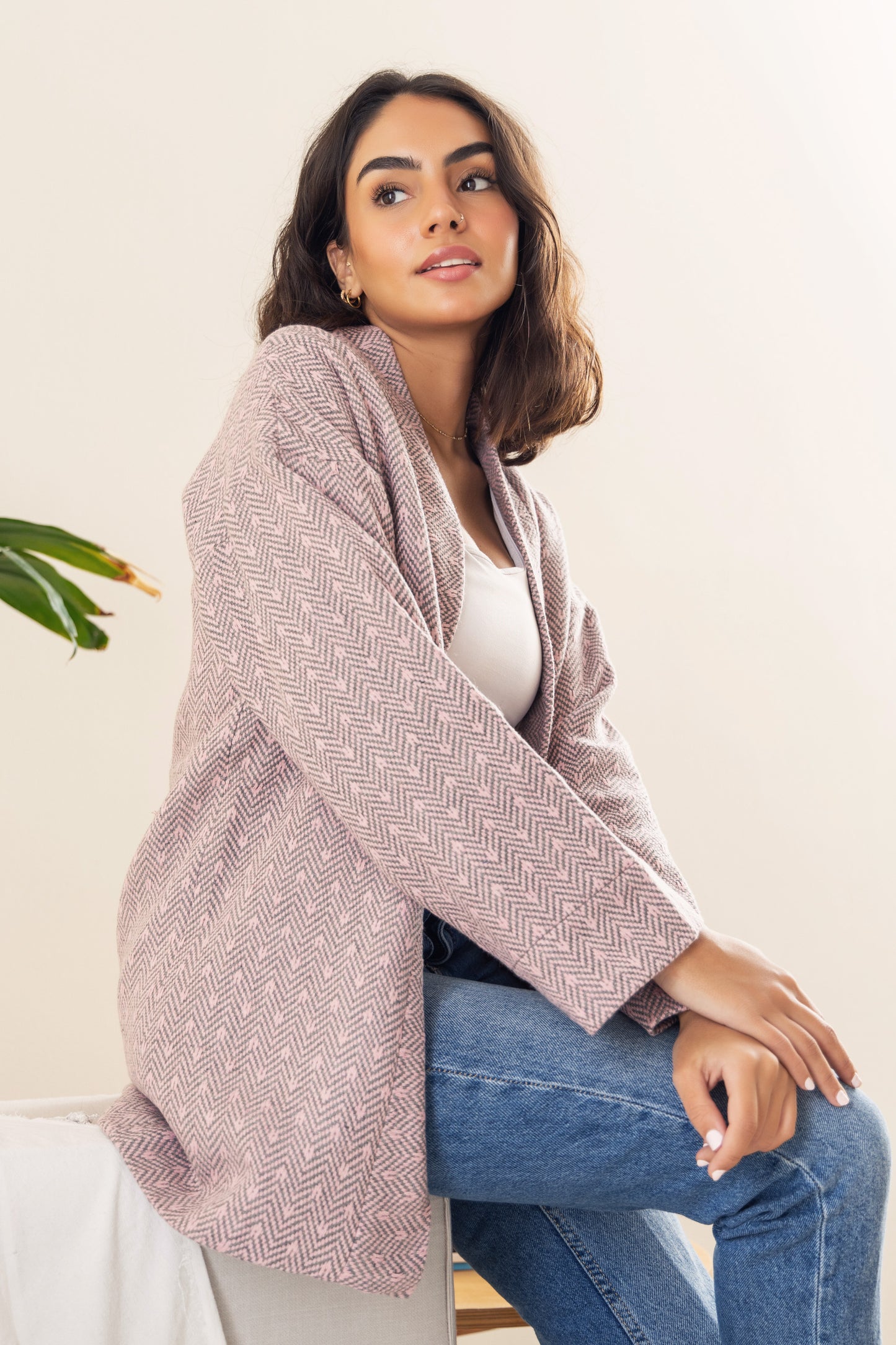 Wool Coat - Grey x Rose