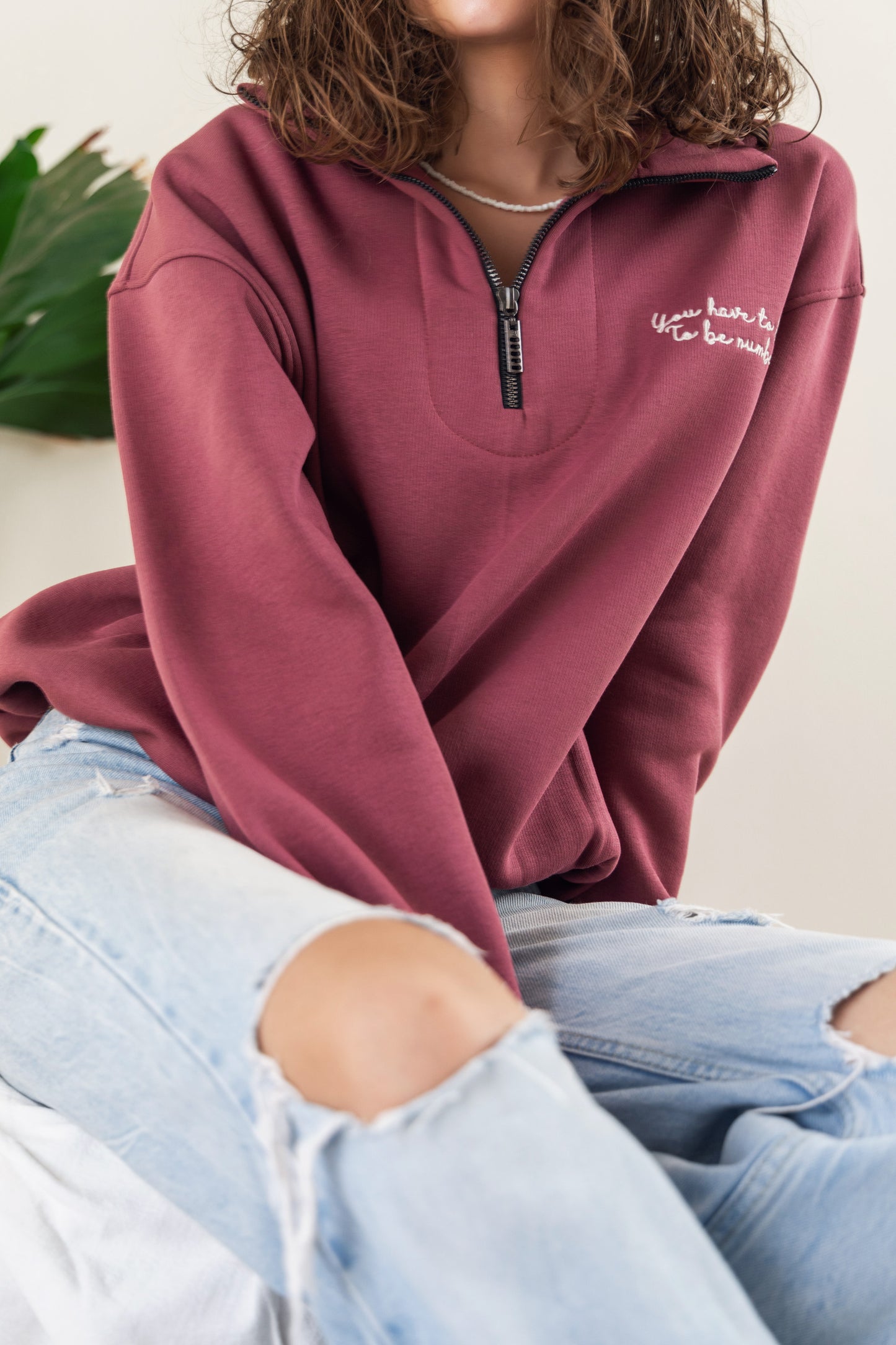 Oversized Sweatshirt - Maroon
