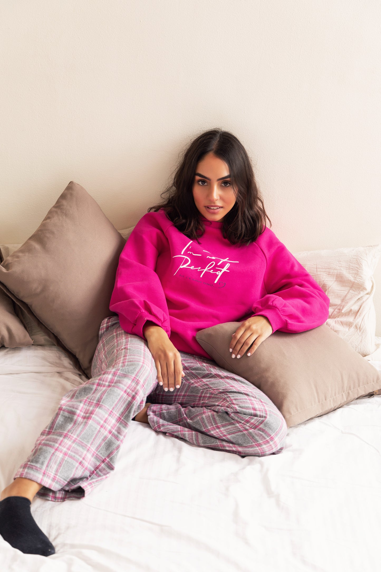Puff Sleeve Pajama Set - Fuchsia