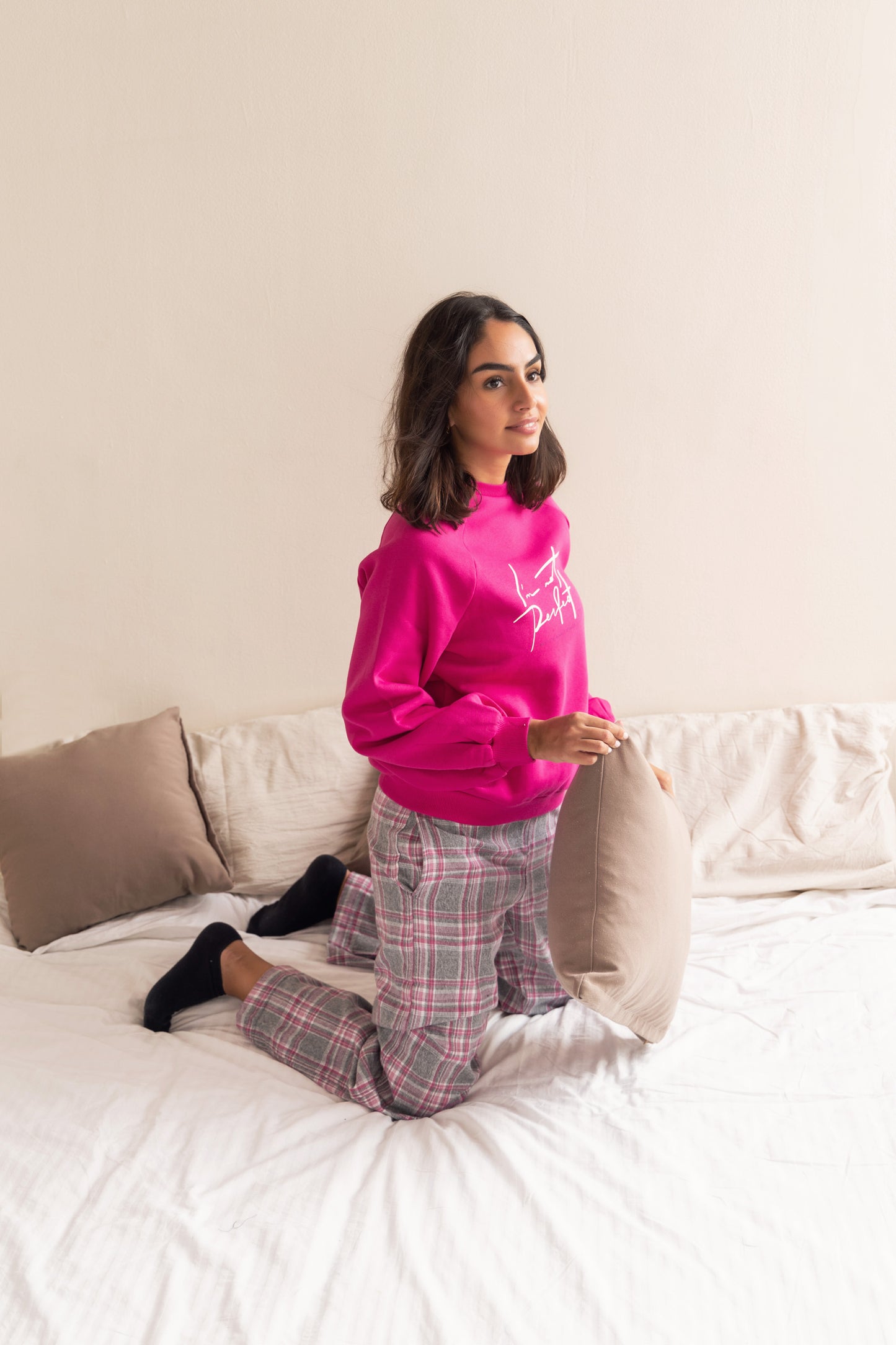 Puff Sleeve Pajama Set - Fuchsia