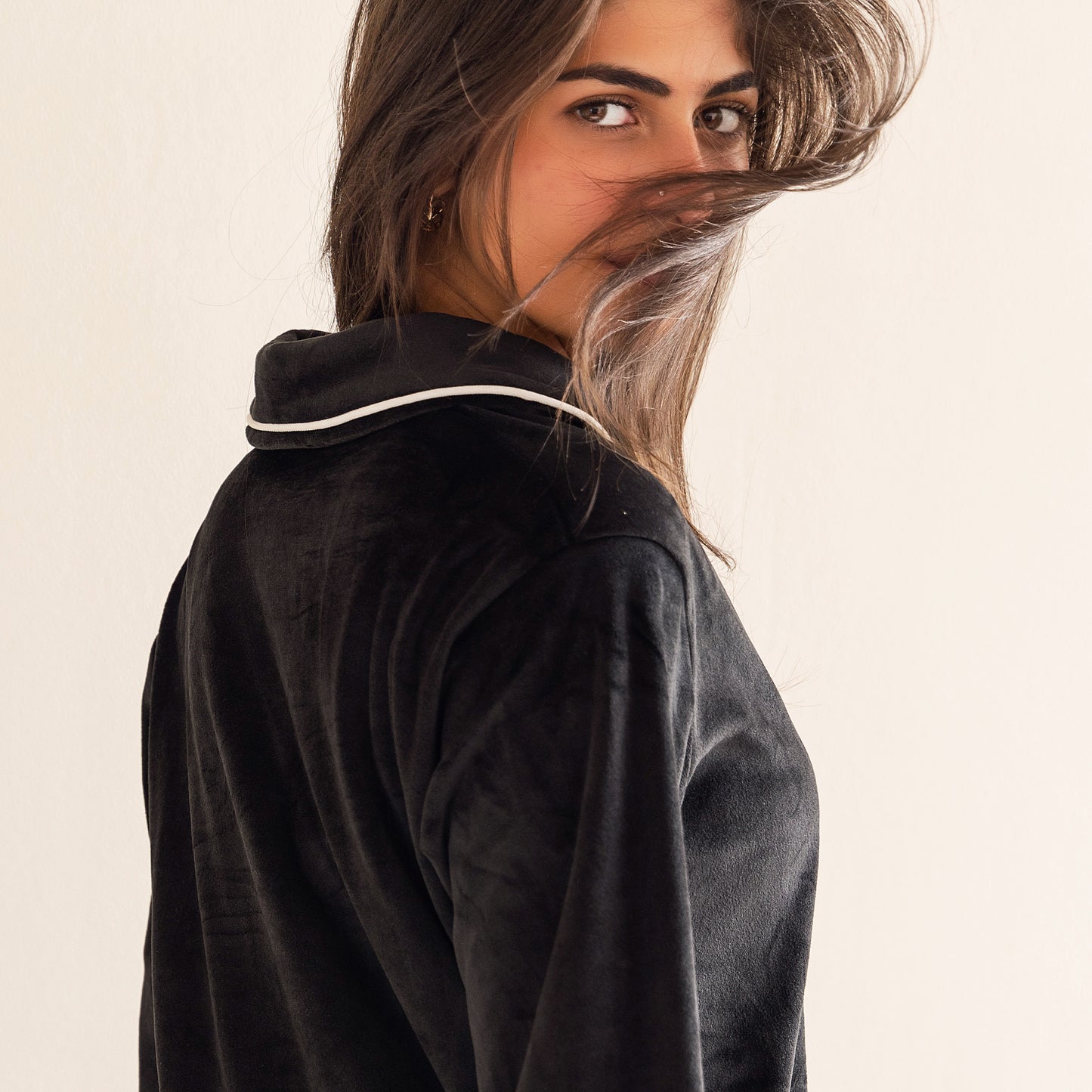 Black Plain Buttoned PJ