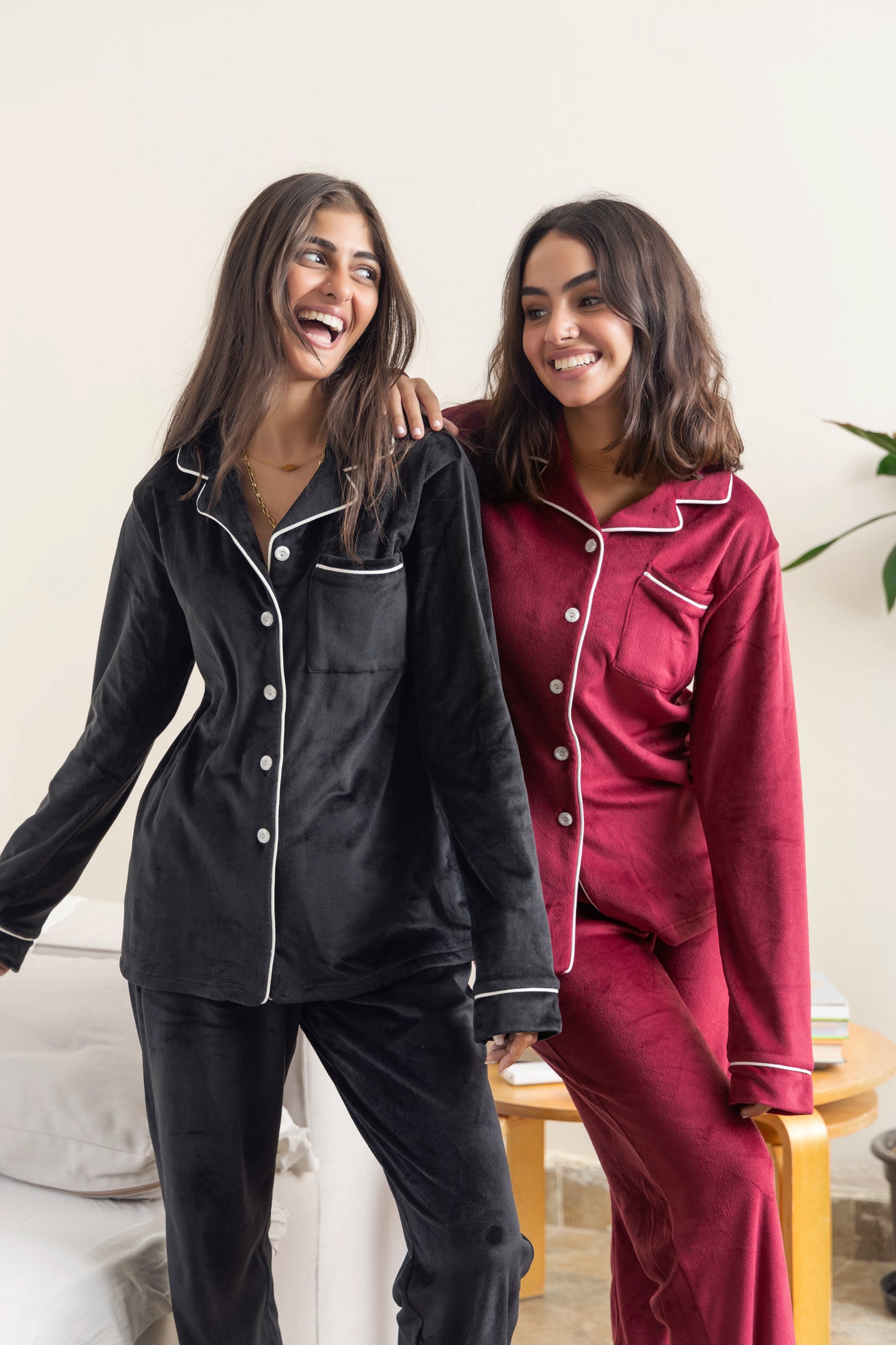 Black Plain Buttoned PJ