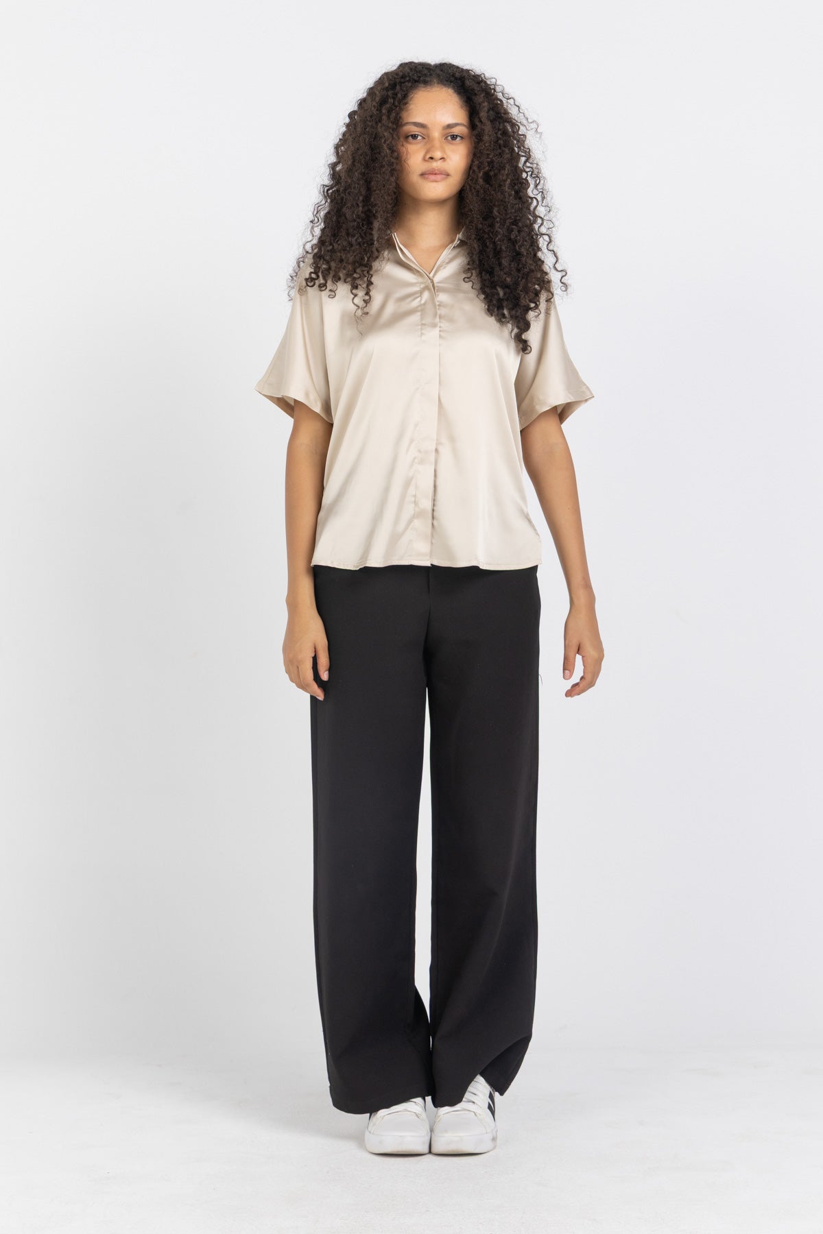 Beige Shine On Satin Blouse