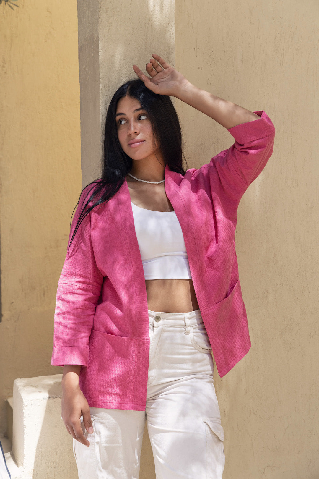 Fuschia Short Cotton Kimono