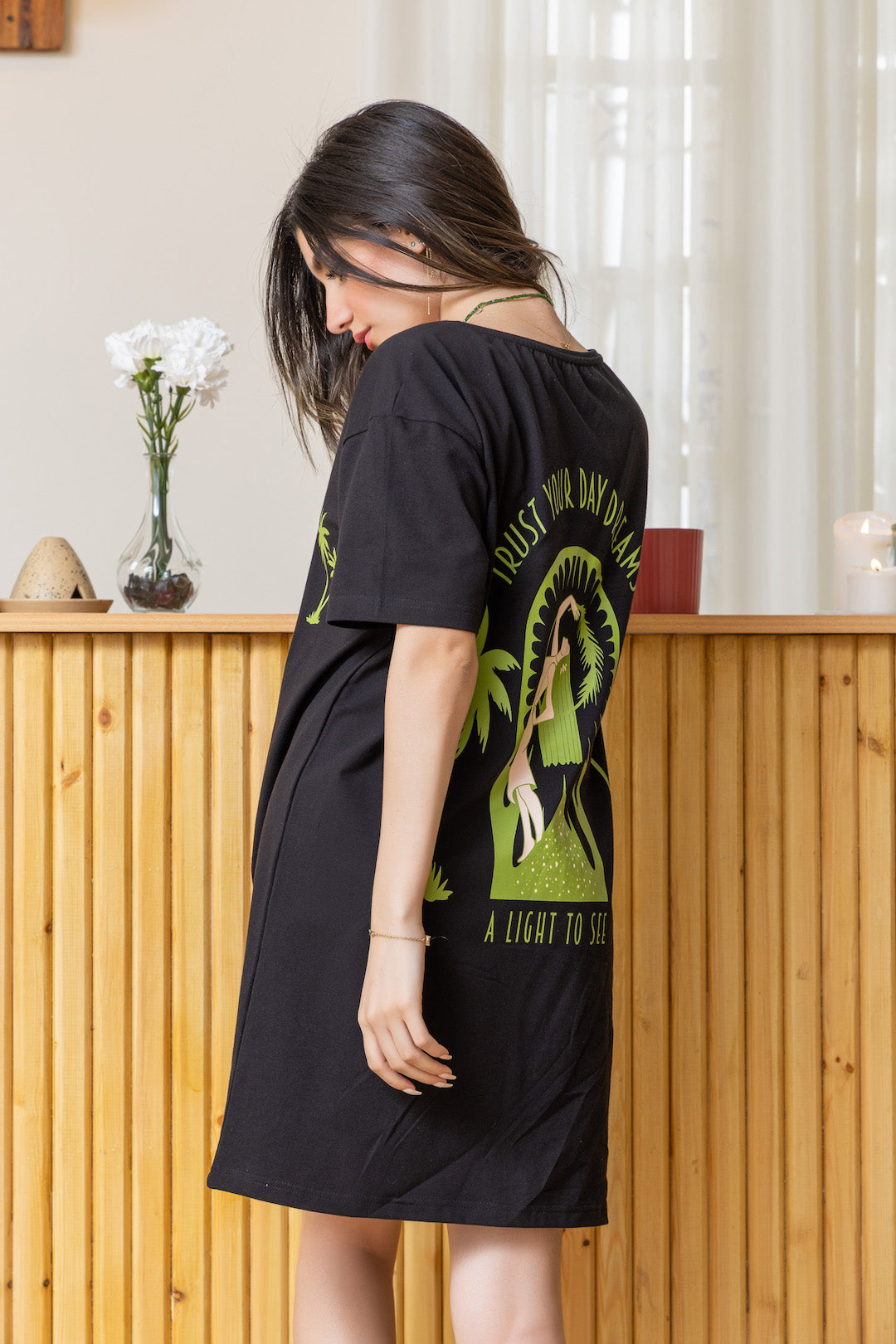 Black Half sleeve Nightshirt
