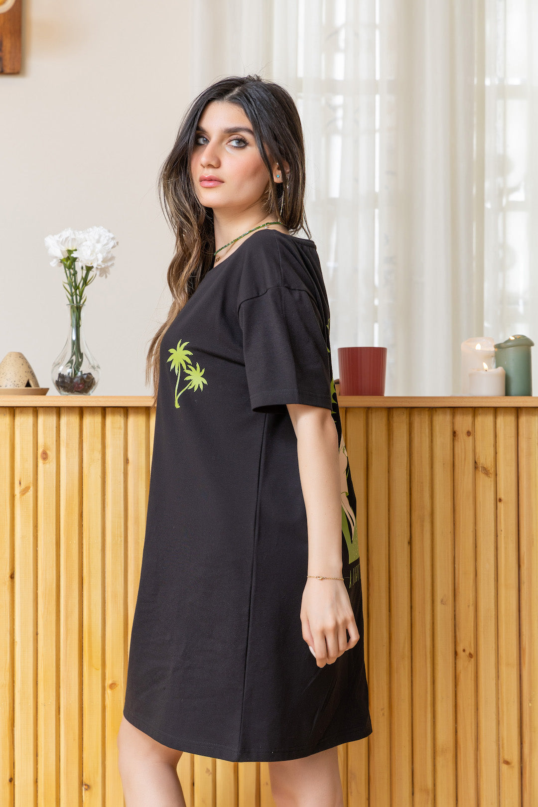 Black Half sleeve Nightshirt