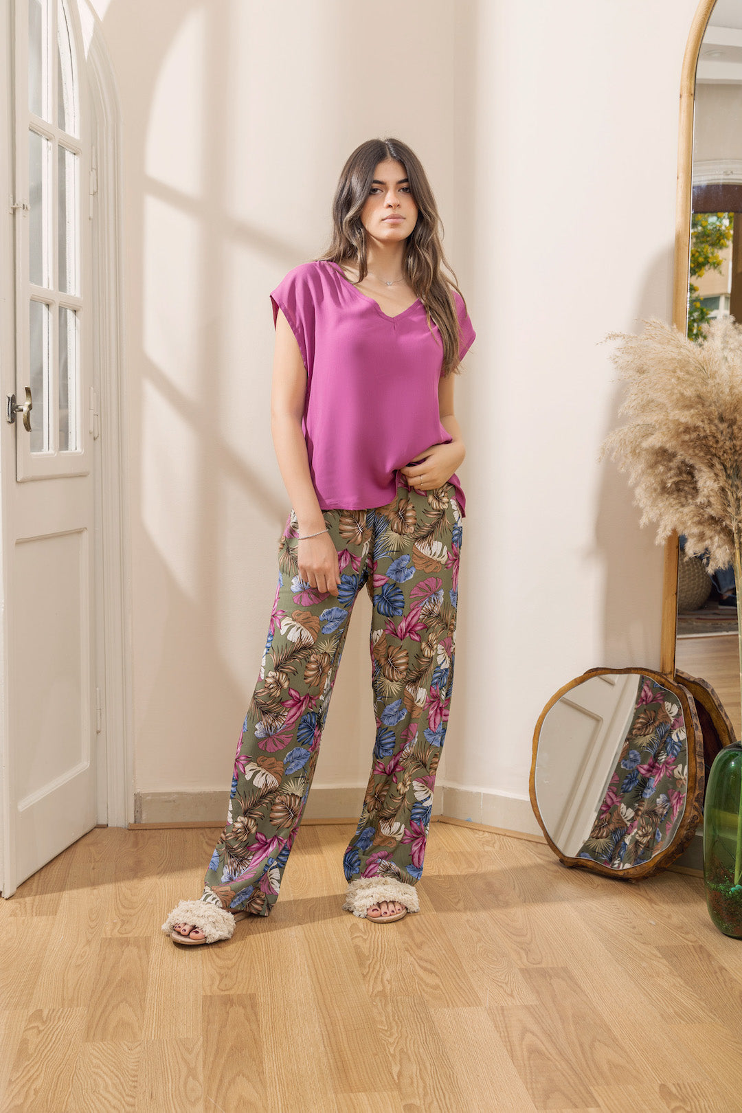 Kimono PJ Half Sleeve Top - Olive
