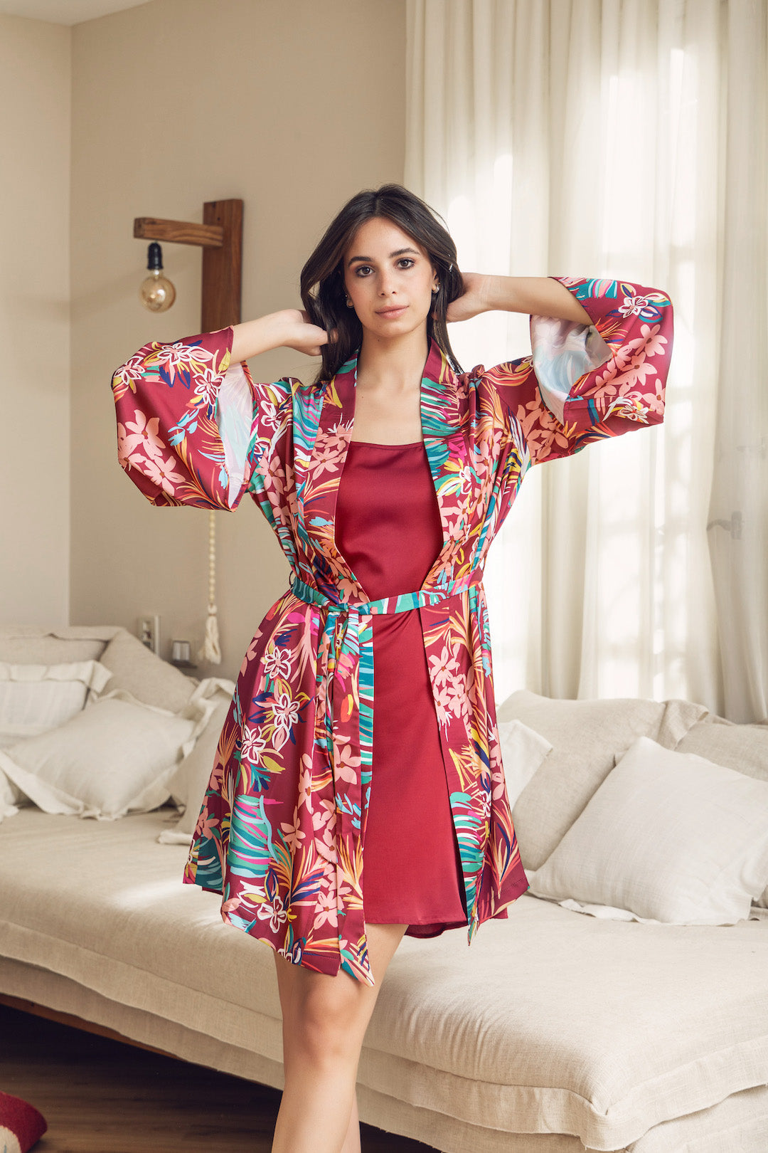 Maroon Satin Robe and Gown