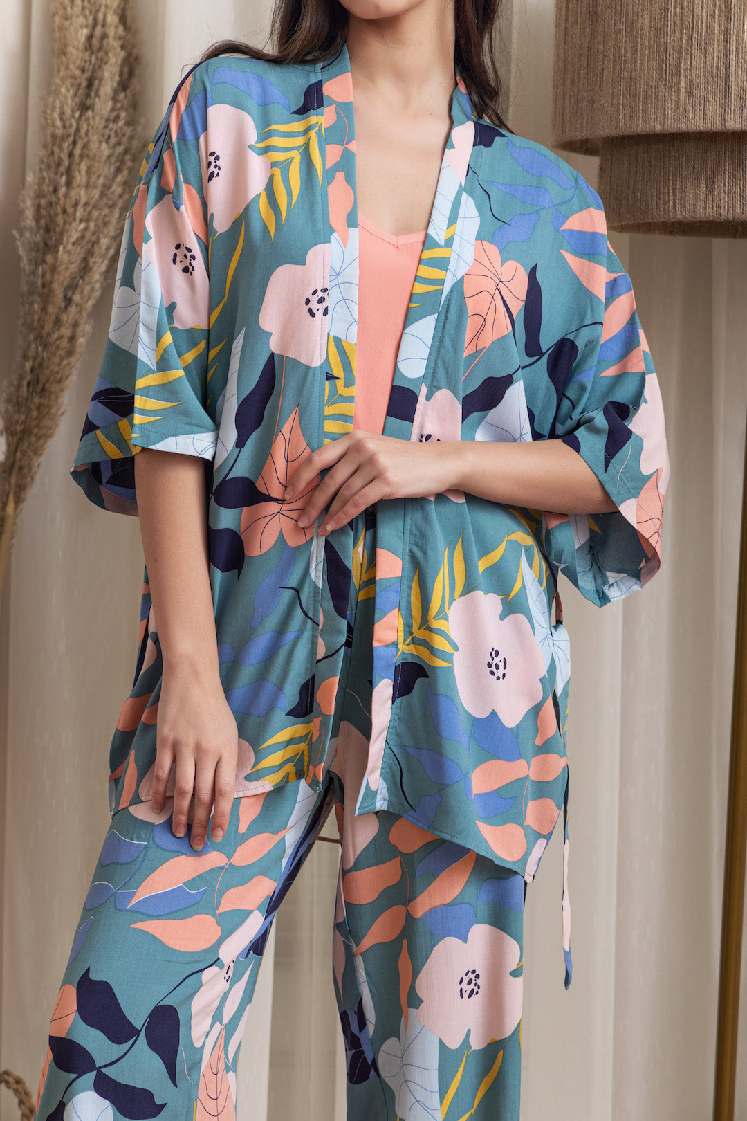 Kimono PJ Set Strap Top - Mint
