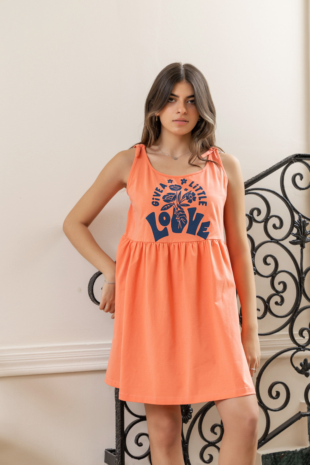 Orange Bow Shoulder Nightshirt