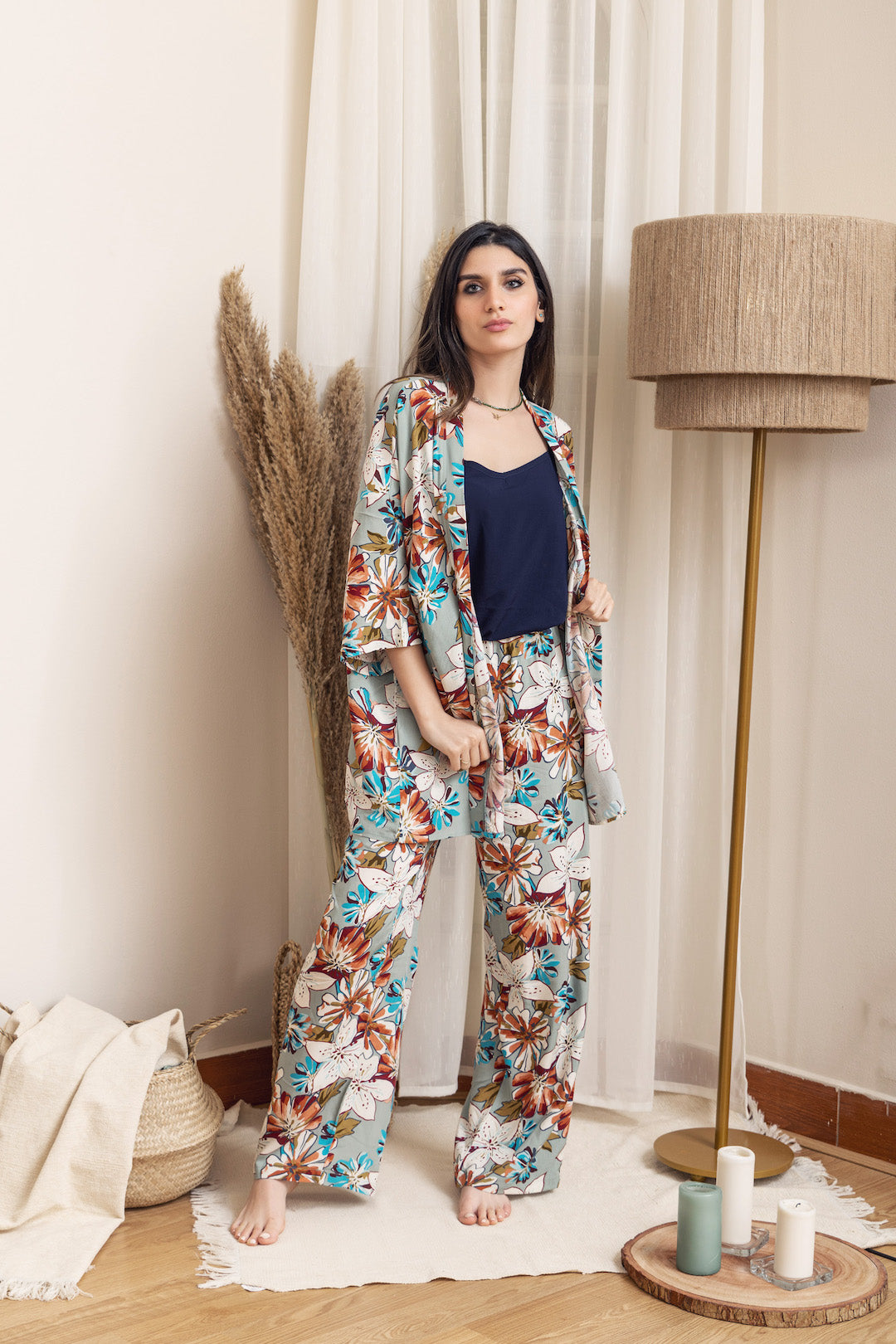 Kimono PJ Set Strap Top - Pistachio