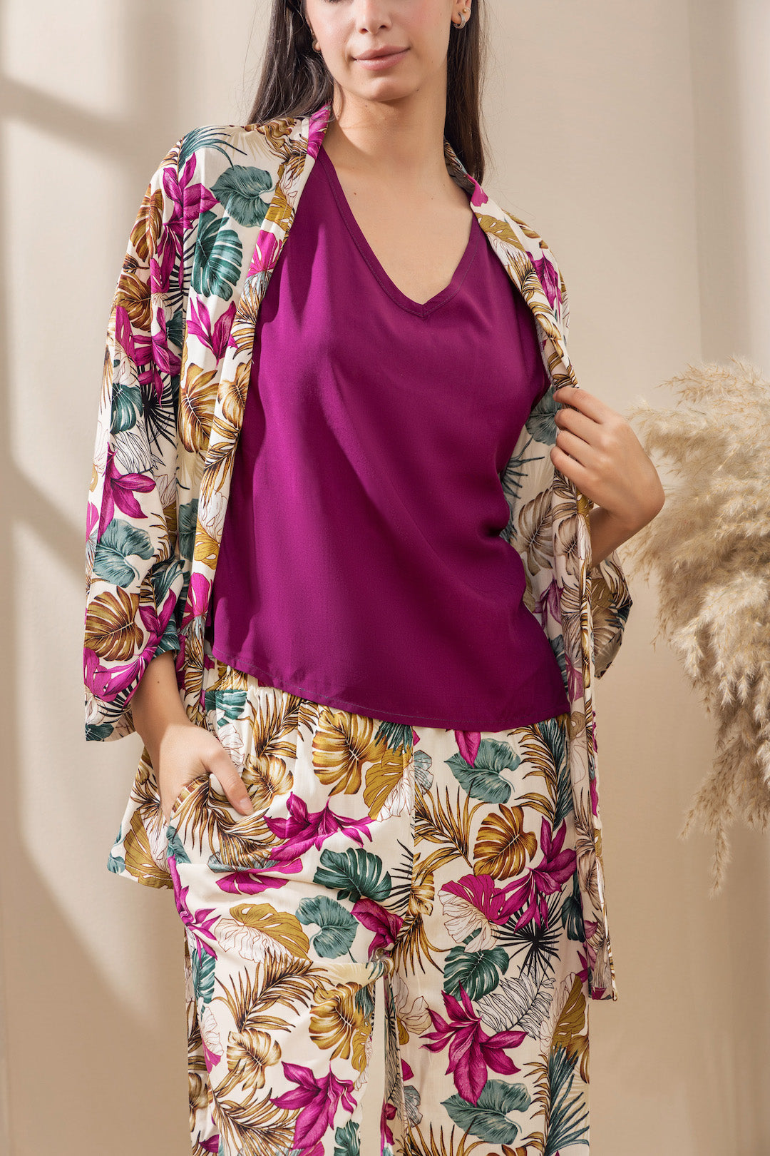 Kimono PJ Half Sleeve Top - Off White