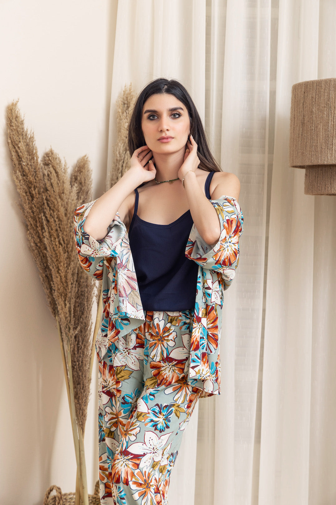 Kimono PJ Set Strap Top - Pistachio