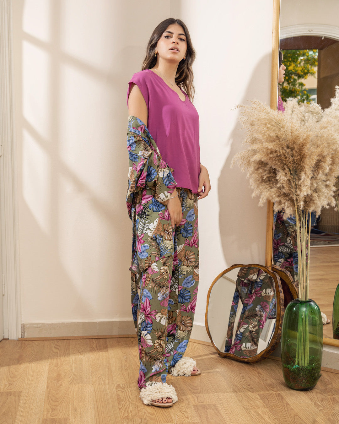 Kimono PJ Half Sleeve Top - Olive