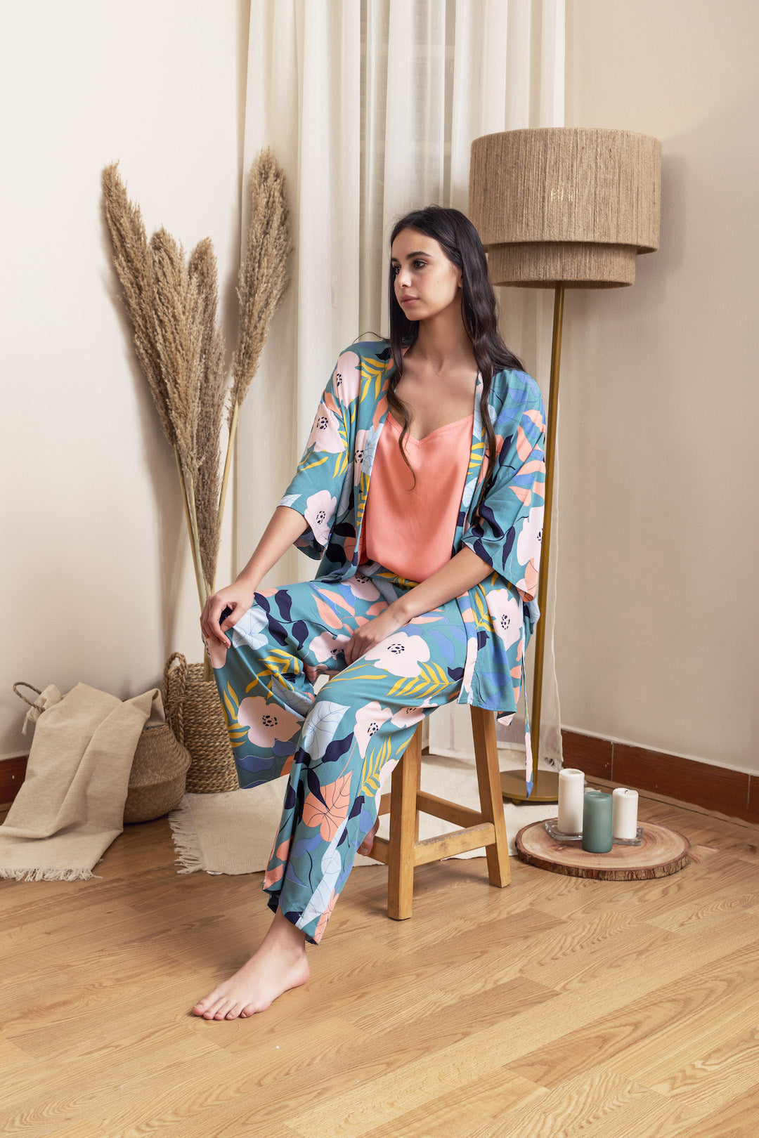 Kimono PJ Set Strap Top - Mint