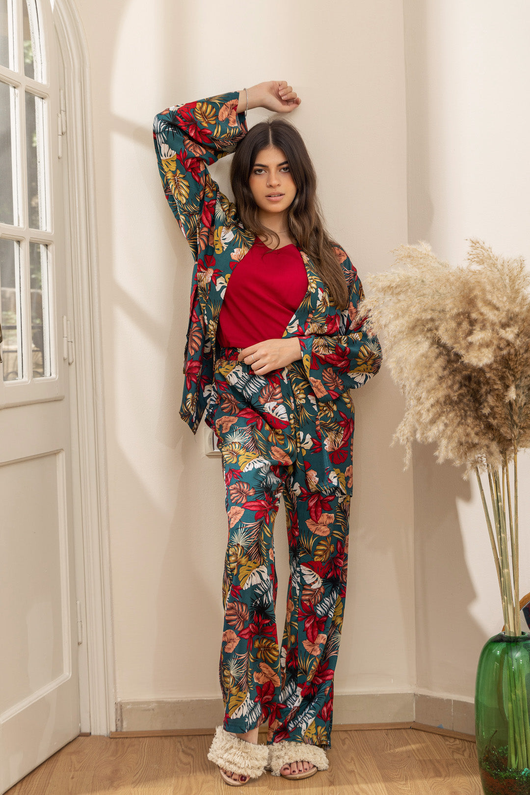 Kimono PJ Half Sleeve Top - Petroleum
