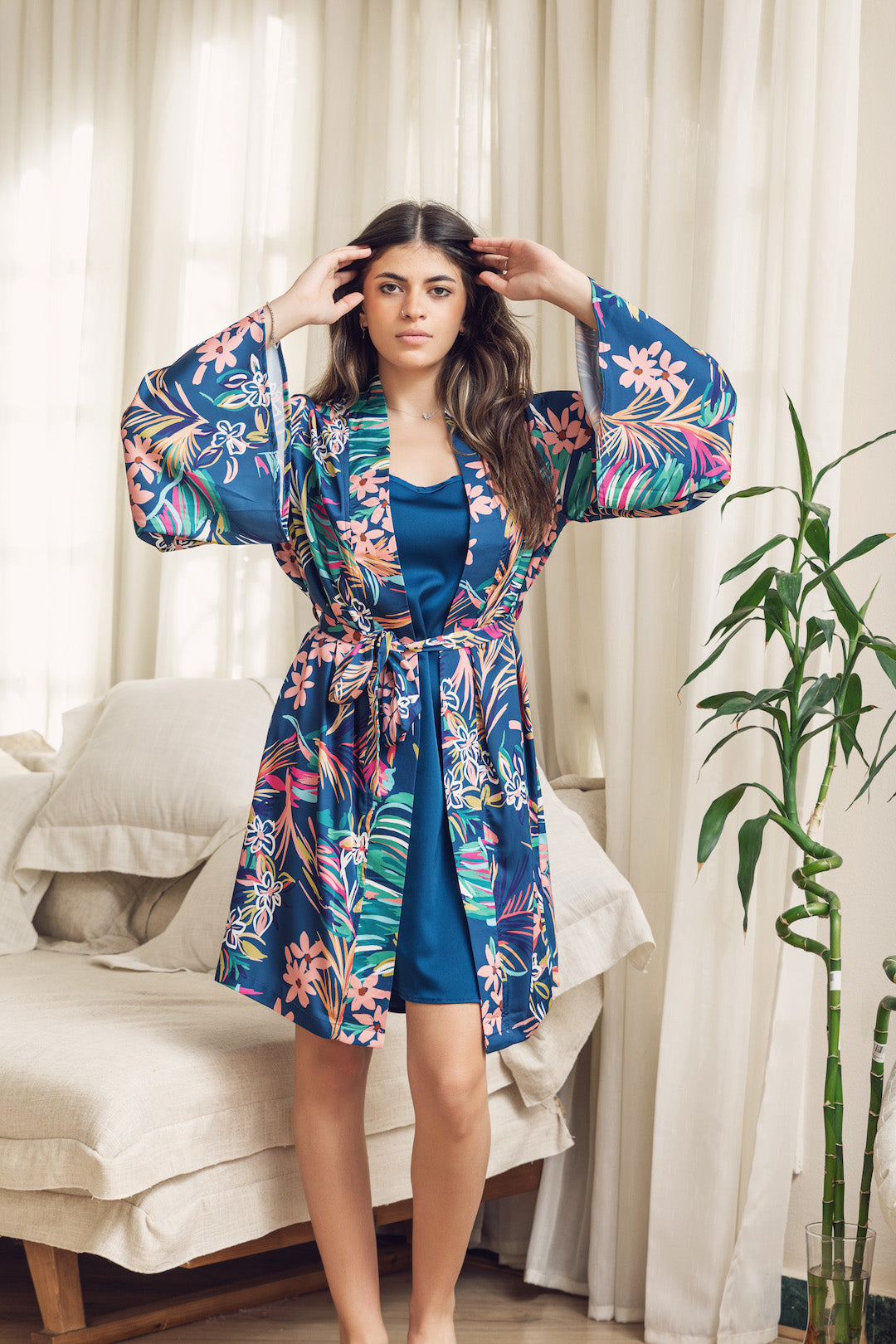 Blue Satin Robe and Gown