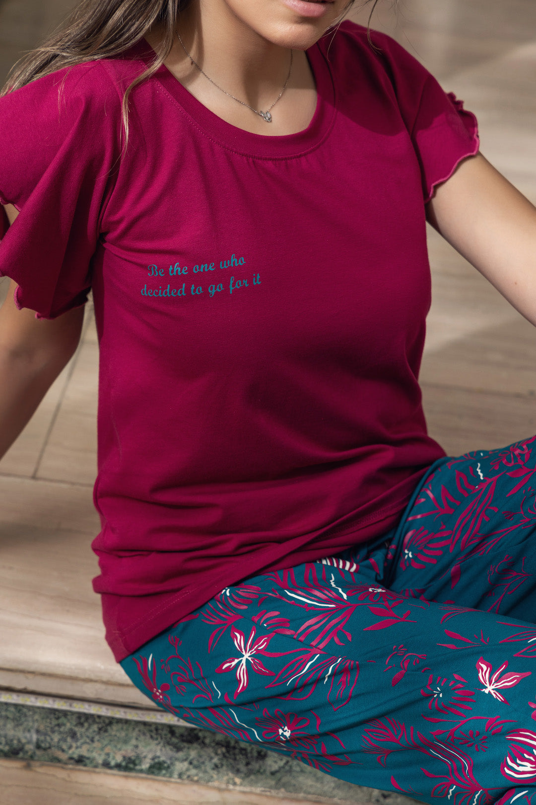 Burgundy Top and Pants Pajama