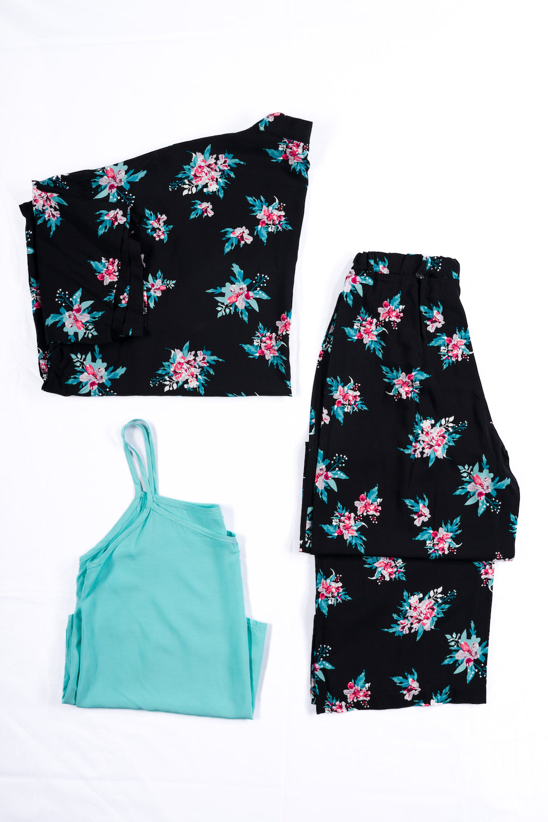 Floral Kimono Pyjamas - black