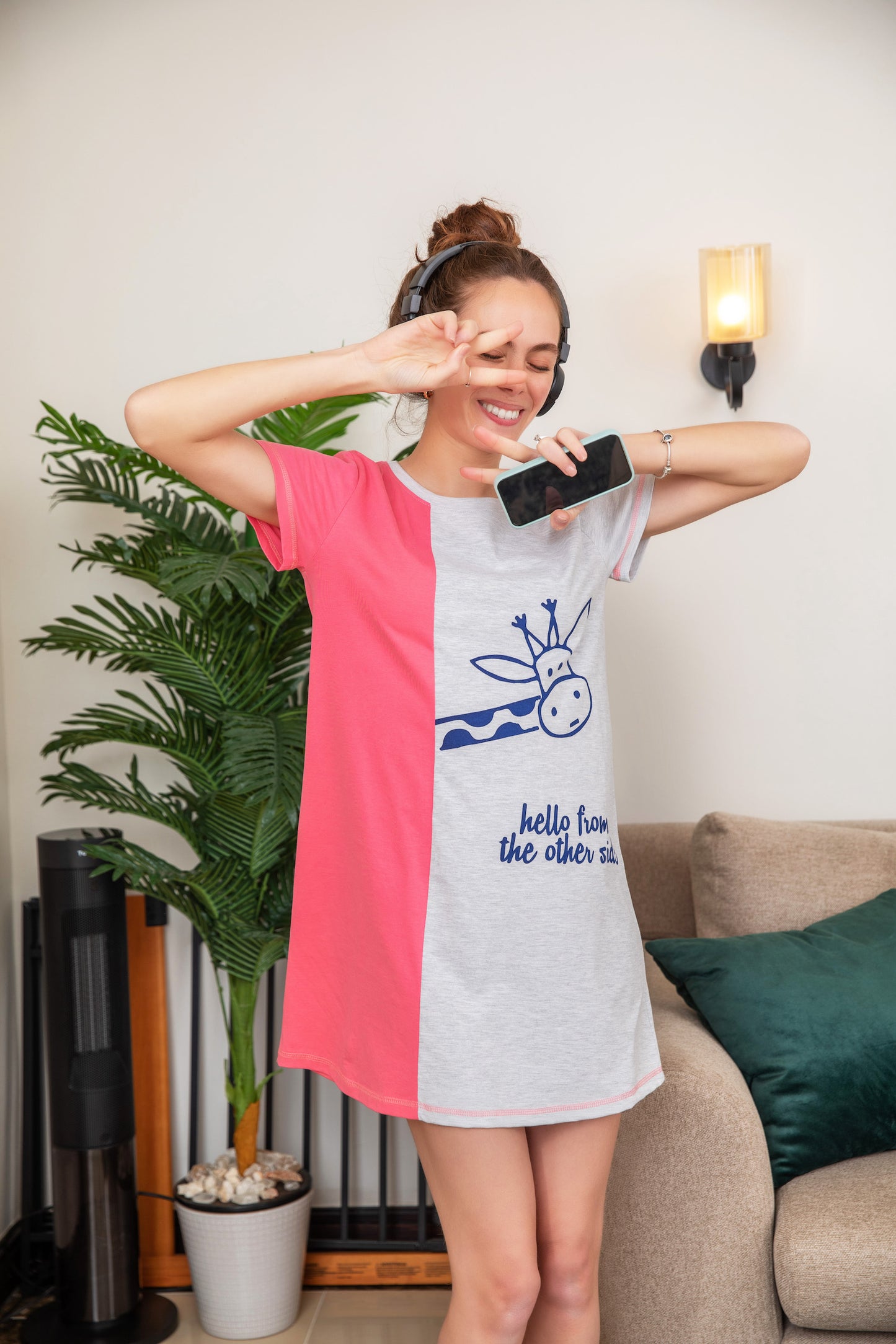 Half Sleeve Night Shirt - Pink