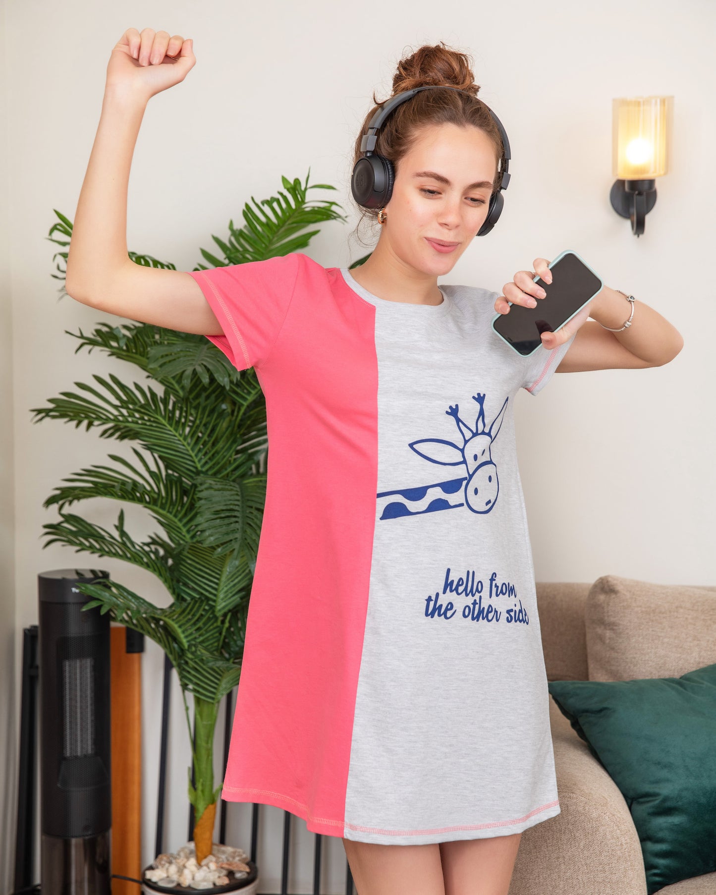 Half Sleeve Night Shirt - Pink