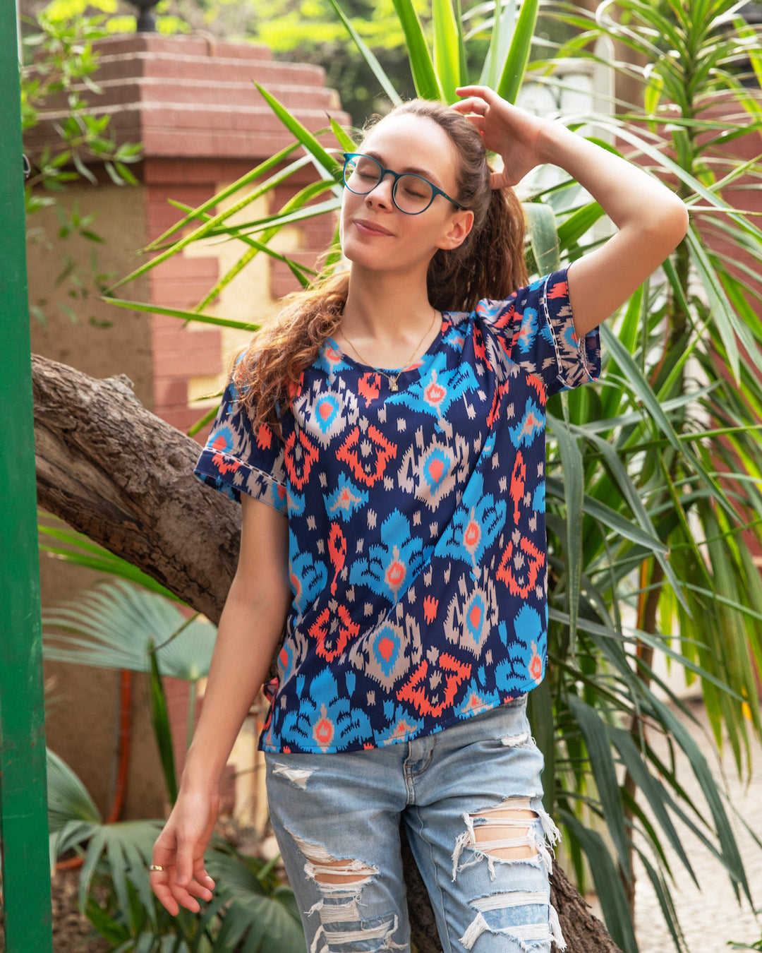 Printed Top - Dark Blue