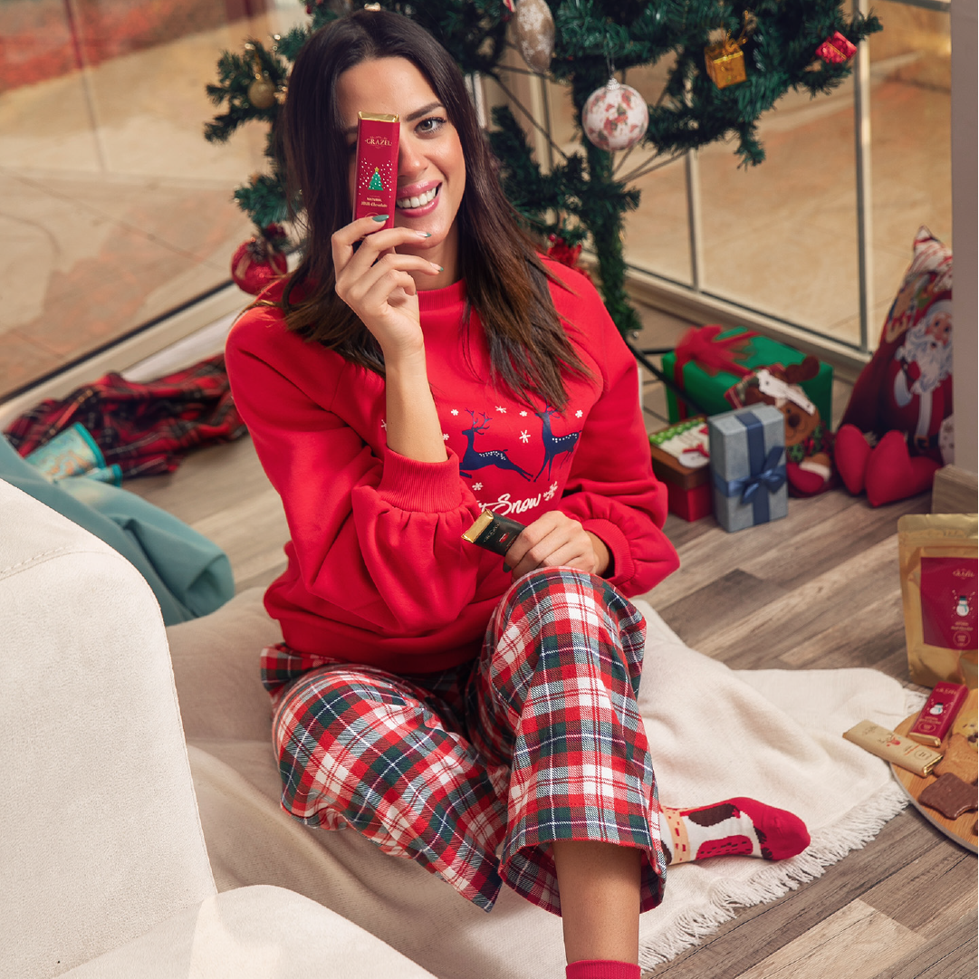 Puff Sleeve Pajama Set - Red