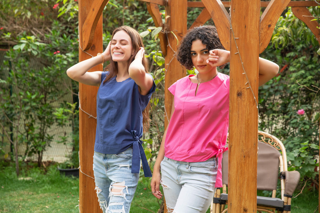 Tie Side Top - Dark Blue