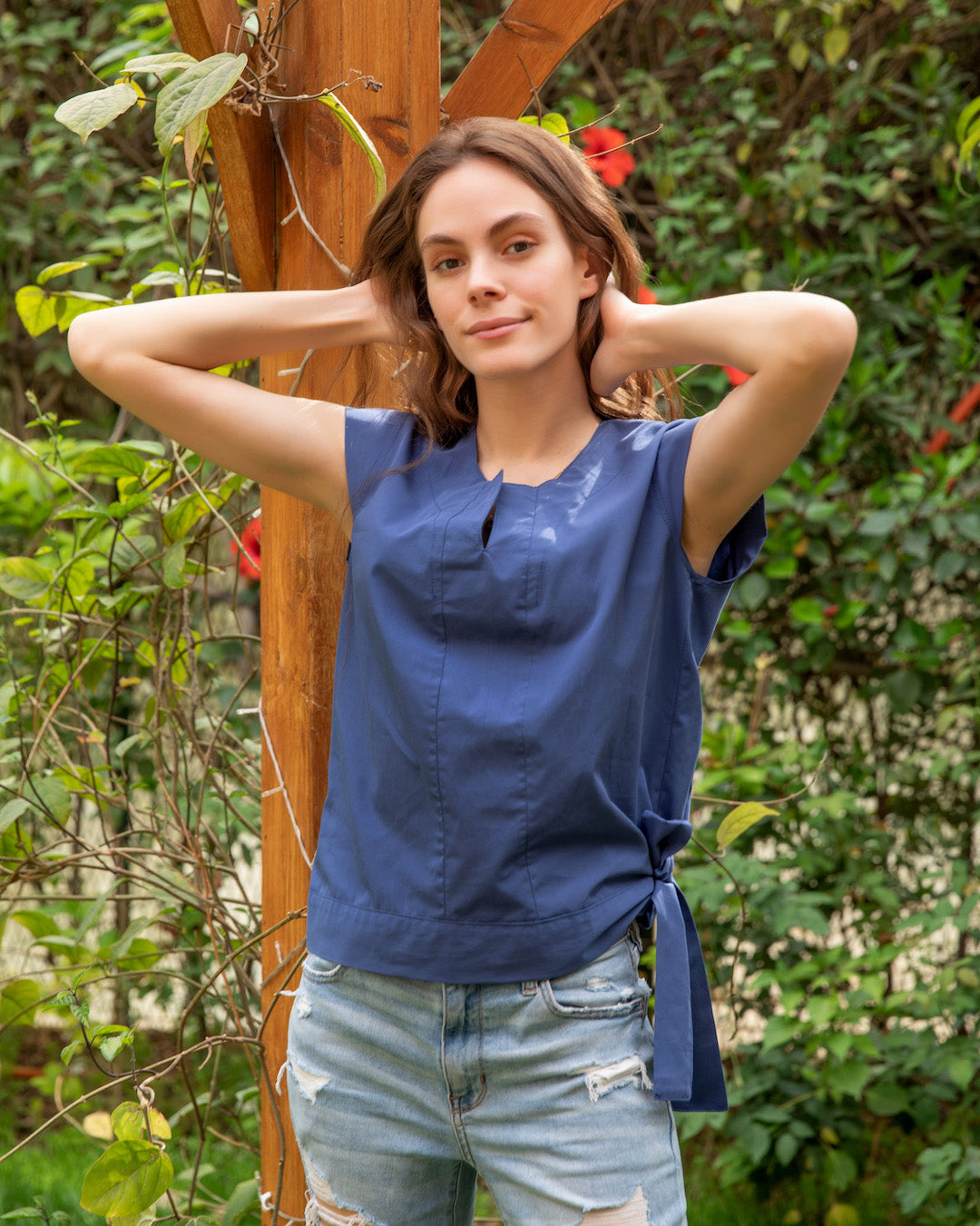 Tie Side Top - Dark Blue