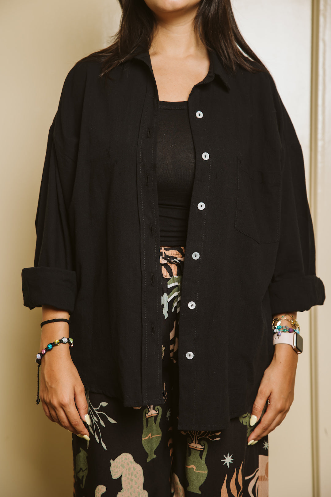 Black Breeze On Through Linen Shirt