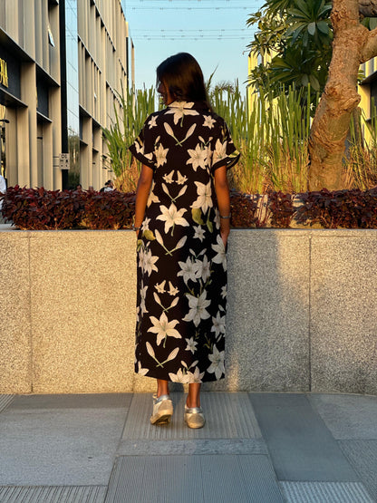 Black Summer Breezy Buttoned Dress