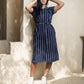 Dark blue striped summer dress