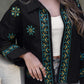 Black Summer Linen Embroidered Jacket