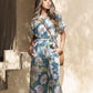 Floral Half Sleeve Buttoned Dress