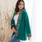 Embroidered Tweed Coat - Green