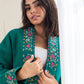 Embroidered Tweed Coat - Green