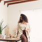 Beige Long Embroidered Linen Kimono