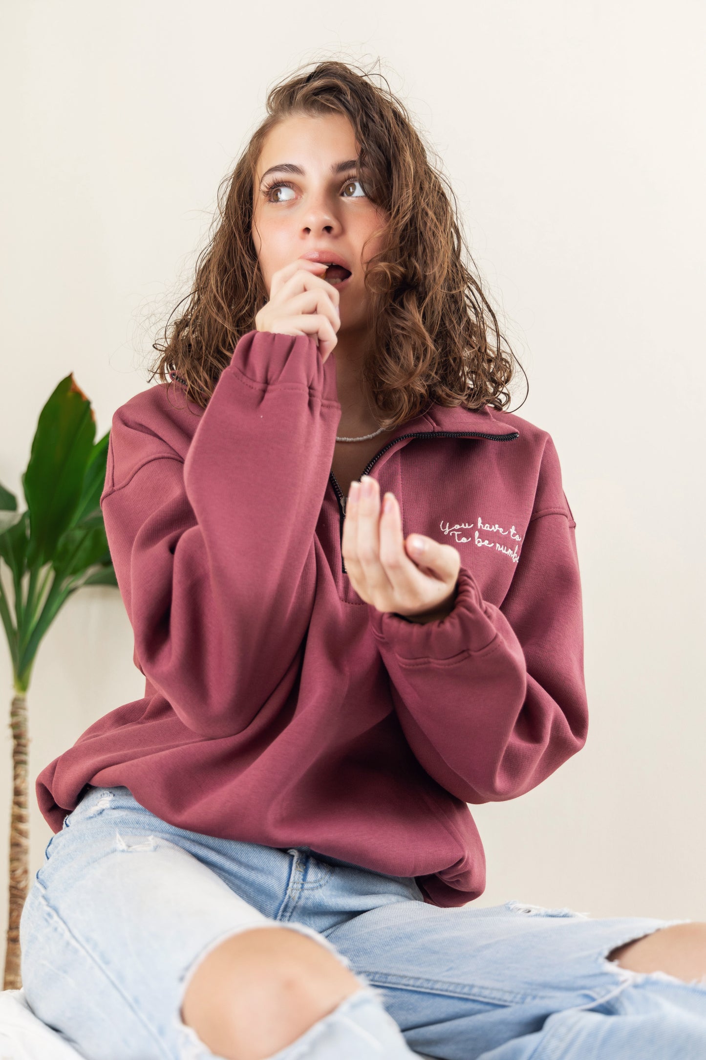Oversized Sweatshirt - Maroon