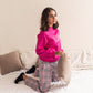 Puff Sleeve Pajama Set - Fuchsia