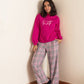 Puff Sleeve Pajama Set - Fuchsia