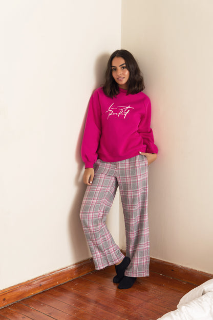 Puff Sleeve Pajama Set - Fuchsia - Callista