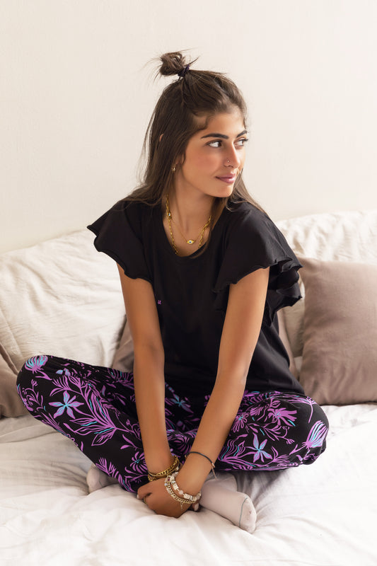 Black Top and Pants Pajama - Callista