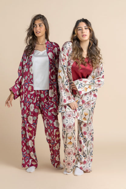 Sophisticated Dreams 4-Piece Off-White Pajama