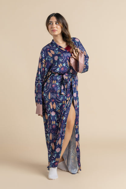 Blue Exquisite Dreams Satin Robe