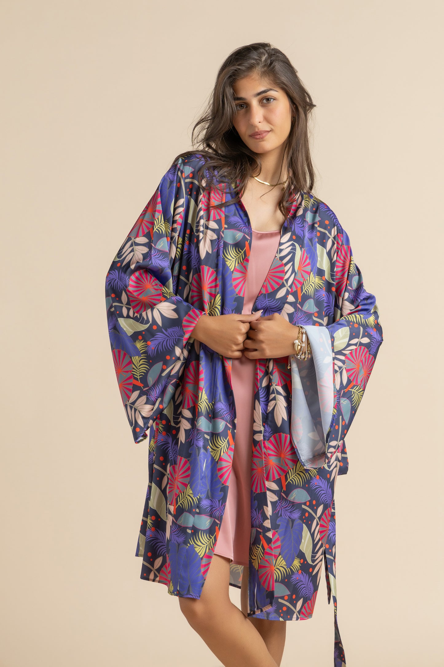 Indigo Satin Robe & Nightgown Set